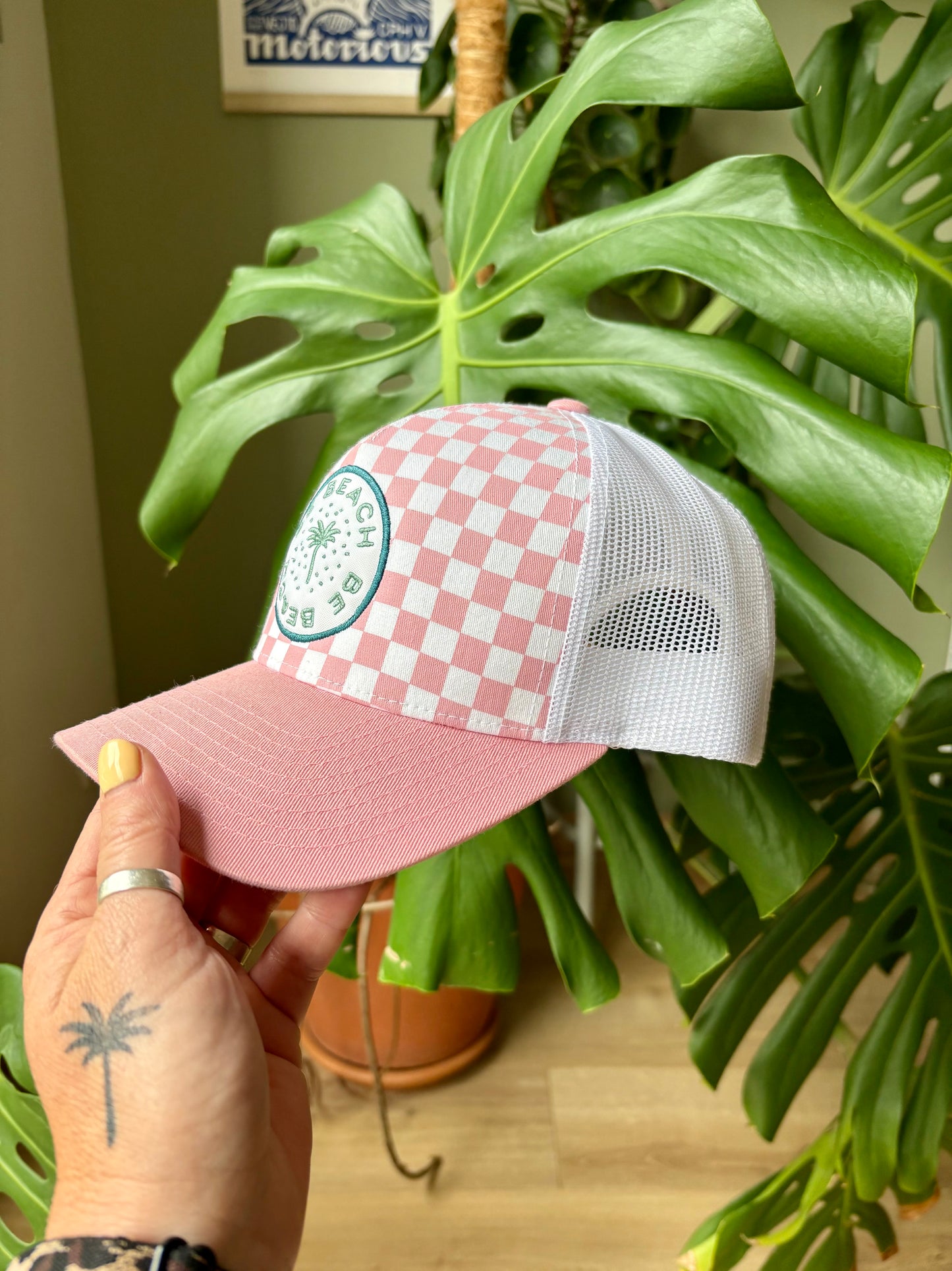 Casquette trucker damier